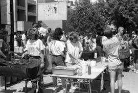 People attend an event outside of Atwood Memorial Center (1966), St. Cloud State University