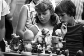 Children look at art merchandise, Lemonade Concert and Art Fair, St. Cloud State University