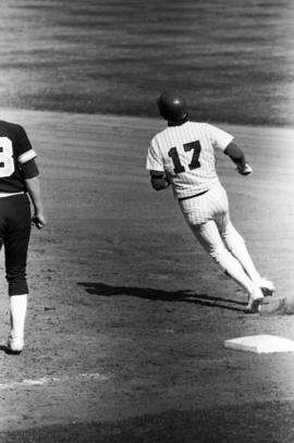 Bob Hegman rounds first base during a St. Cloud State University baseball game