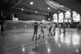 Baseball practice at Eastman Hall (1930), interior, St. Cloud State University