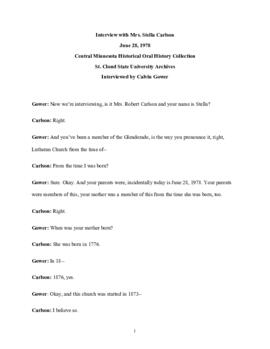 Church oral history transcript - Stella Carlson