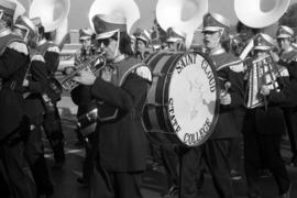 Marching band at the homecoming parade, St. Cloud State University