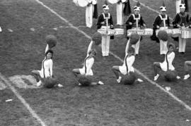 Marching band at football game, St. Cloud State University