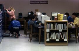 Students use microfilm readers at Centennial Hall (1971), St. Cloud State University