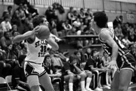 Mike Wendel plays in a basketball game against Marycrest College, St. Cloud State University