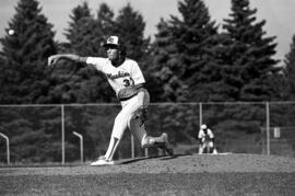 Gregg Pederson throws a baseball during a St. Cloud State University baseball game against Southwest State University