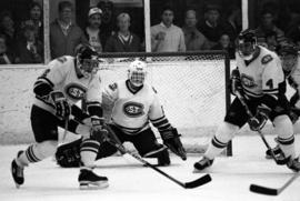 St. Cloud State hockey player Tony Schmalzbauer during a game against Lake Superior State University