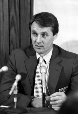 Herb Brooks at press conference introducing him as coach, St. Cloud State University