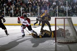 Hockey player Matt Cullen plays in a game against the University of Minnesota, St. Cloud State University
