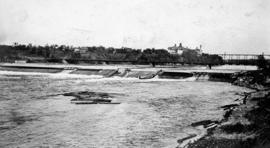 Mississippi River dam, bridge, and St. Cloud State University