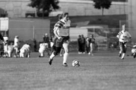 Chris Fleischer plays in a soccer game against Mankato State University, St. Cloud State University