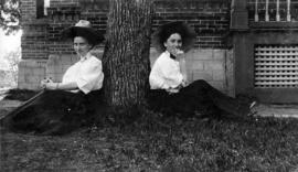 Grace Moore and Essie Norcrass sit together, St. Cloud State University