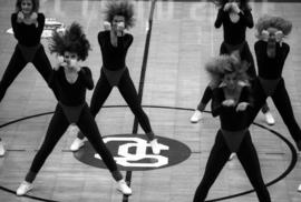 The danceline performs at halftime of a men's basketball game at Halenbeck Hall (1965), St. Cloud State University