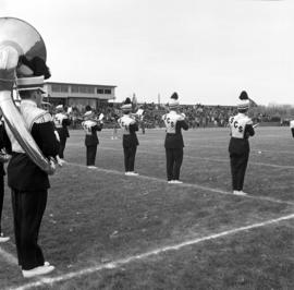 Marching band performs at the homecoming football game, St. Cloud State University