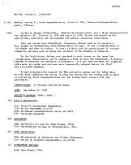Legislators and politics oral history transcript - Marlin Nelsen