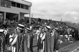 Marching band performs at homecomingﾠ football game, St. Cloud State University