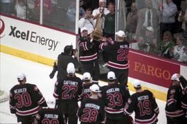 St. Cloud State men's hockey team receives the Broadmoor trophy, St. Cloud State University