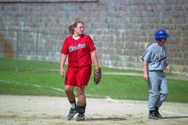 Brooke Gentzler during a softball game, St. Cloud State University