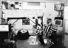 Student studies in her dorm room, St. Cloud State University