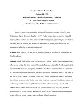 Legislators and politics oral history transcript - Ruth Sullivan