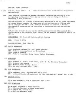 Legislators and politics oral history summary - James DeChaine