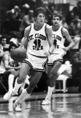 Basketball player Marty Heine during a game, St. Cloud State University