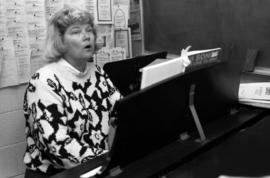 Mabeth Gyllstrom plays the piano, St. Cloud State University