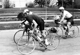 Easy Riders club members ride bikes, St. Cloud State University