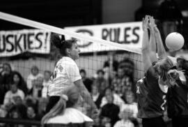 Swen Minnema during a volleyball match against the University of North Dakota, St. Cloud State University