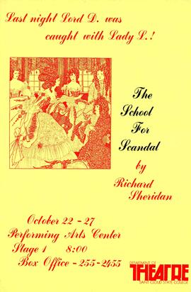 The School For Scandal theatre production poster, St. Cloud State University