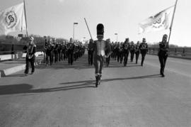 Marching band at the homecoming parade, St. Cloud State University