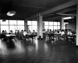 Students eat lunch at Mitchell Hall (1958), St. Cloud State University