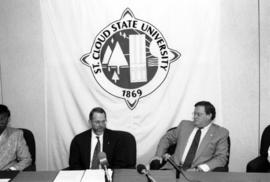 Robert Bess at press conference introducing him as president, St. Cloud State University