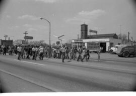 Protestors march, Day of Peace protest, St. Cloud State University