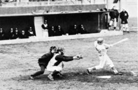 "Bob Carruth slams this pitch over the left-center field fence to help lead the Huskies to a 3-game sweep over Moorhead," St. Cloud State University