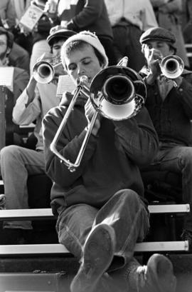 Marching band performs at homecomingﾠ football game, St. Cloud State University