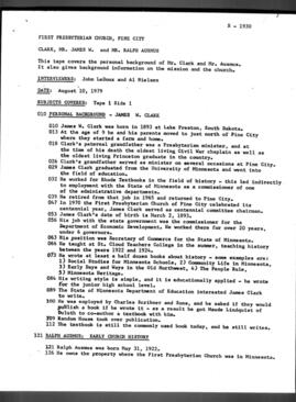 Church oral history summary - Ralph Ausmus