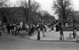 Vietnam War protest near Stewart Hall (1948), St. Cloud State University