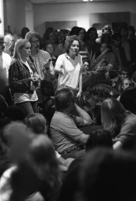 A woman speaks, Day of Peace protest, St. Cloud State University