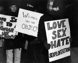 Women's Equality Group protest at the Bottoms Up bar, St. Cloud State University