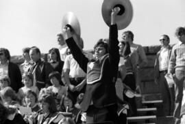 Marching band at football game against Northern Iowa University, St. Cloud State University