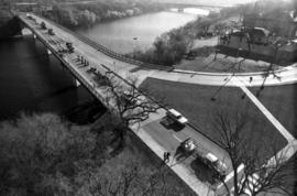 Homecoming parade on the St. Germain bridge in downtown St. Cloud, St. Cloud State University