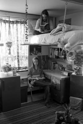 Two women studying in their dormitory room, St. Cloud state University