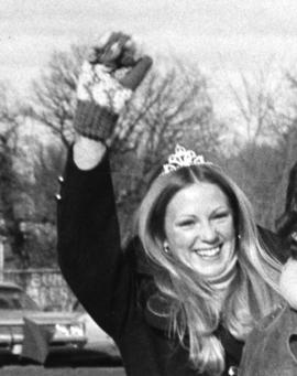 Homecoming queen at the homecoming parade, St. Cloud State University