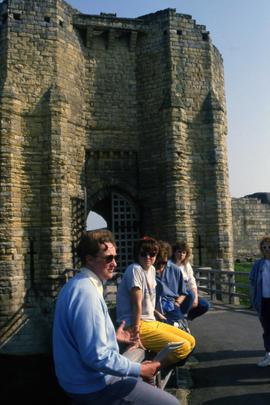 Christine Mitchell talks to St. Cloud State students at Dustanburgh Castle near Alnwick, England