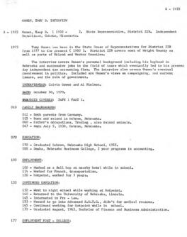 Legislators and politics oral history transcript - Tony Onnen