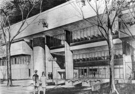 Centennial Hall (1971), architect's drawing, exterior, St. Cloud State University