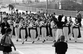 Marching band at the parade opening the new University Bridge, St. Cloud State University