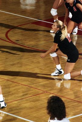 Cami Selbitschka during a volleyball match against Augustana College, St. Cloud State University