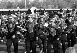 Marching band at the homecoming parade, St. Cloud State University